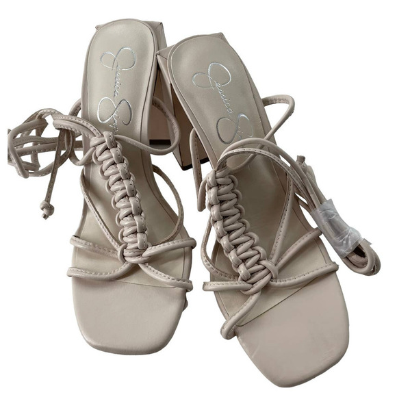 Jessica SIMPSON MAENA LEATHER STRAPPY ANKLE WRAP SANDALS - Picture 4 of 7